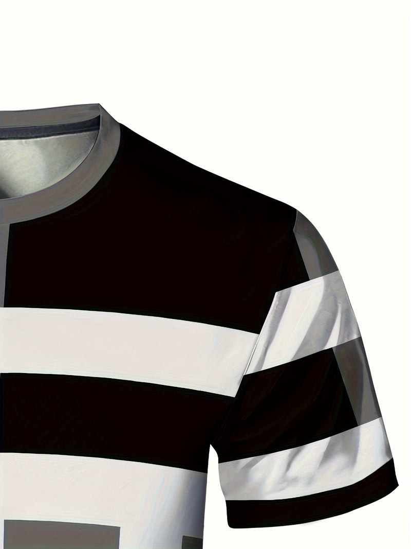 This Men'S Sports Fashion Short-Sleeve T-Shirt Has a Geometric Print.