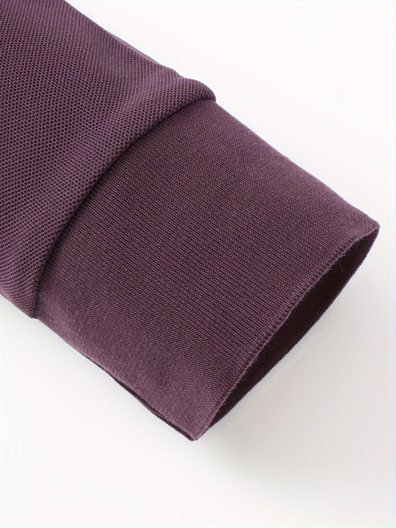 Men's Outdoor Golf and Equestrian Lapel Polo Shirt, Long Sleeve.