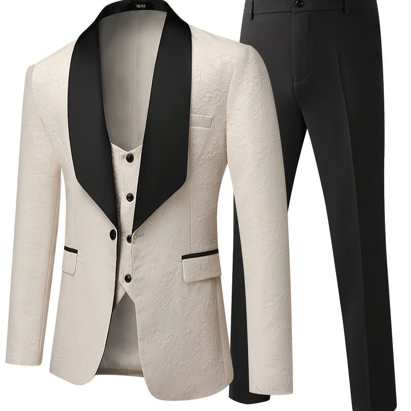 Men's Shawl Collar Suit Three-Piece.