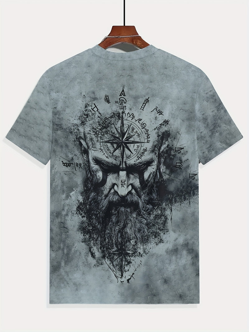 Summer Men's Wandering  Digital Printed Pattern T-shirt.