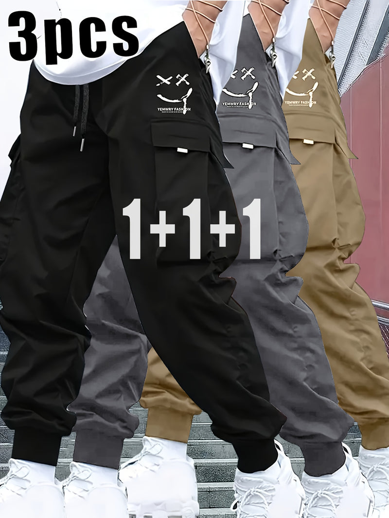 3pcs Men's Heavy-Duty Work Pants.