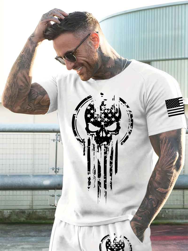 2pcs Men's Casual Fashion Set, Round Neck Short Sleeve T-Shirt.