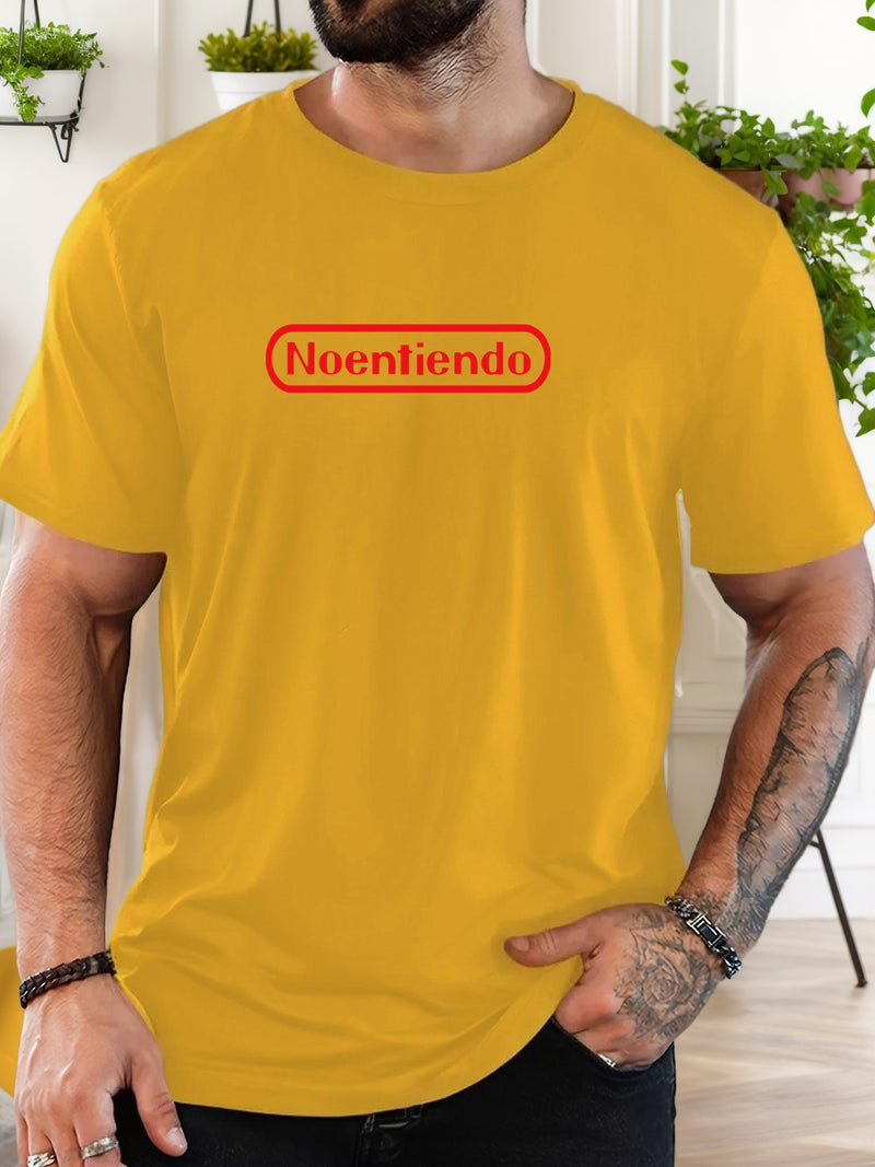 Men's Spanish "No Entiendo" Print Solid Color Casual T-Shirt.