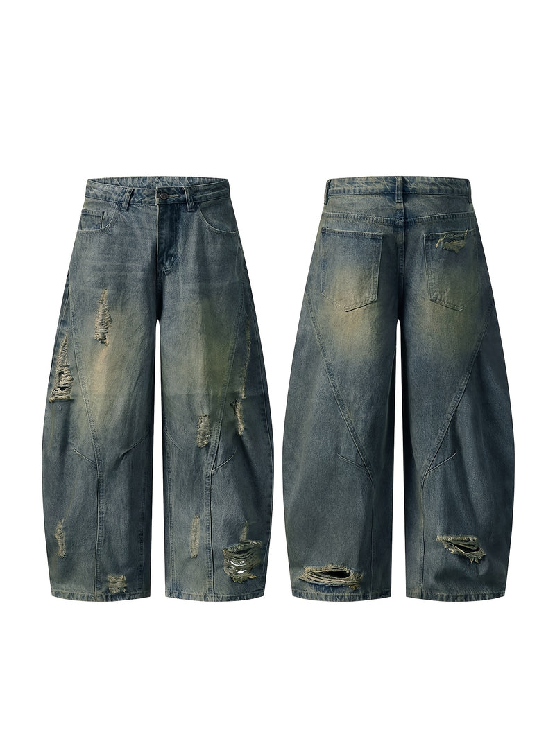 A Pair of Loose-Fitting American Street-Style Jeans for Women.