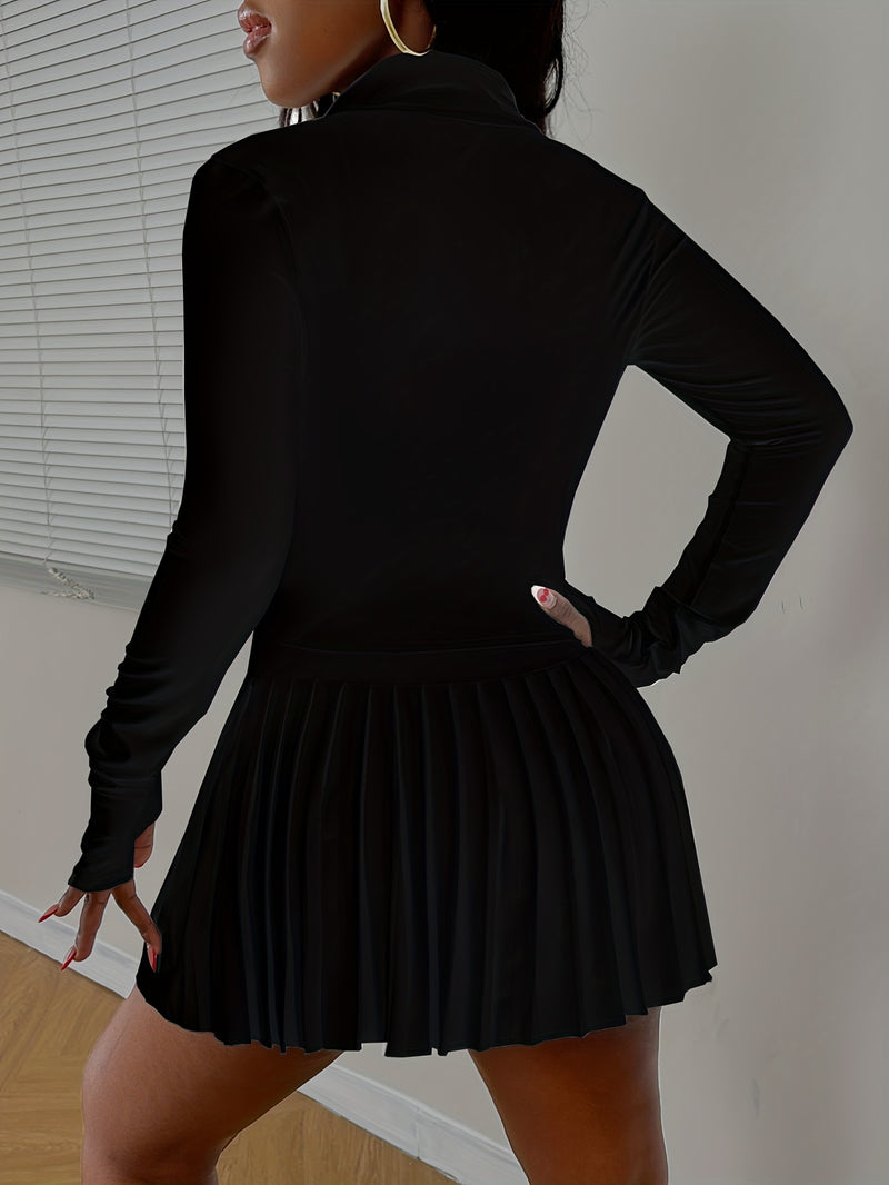 Women's Slimming Jacket + Pleated Skirt Set.