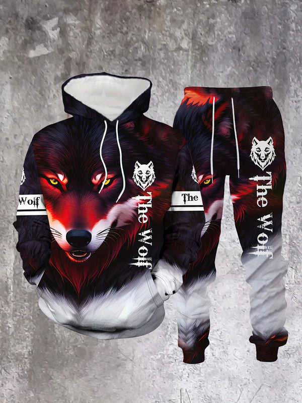 Red Dominant Wolf Pattern Personality Fashion Comfortable Men's.