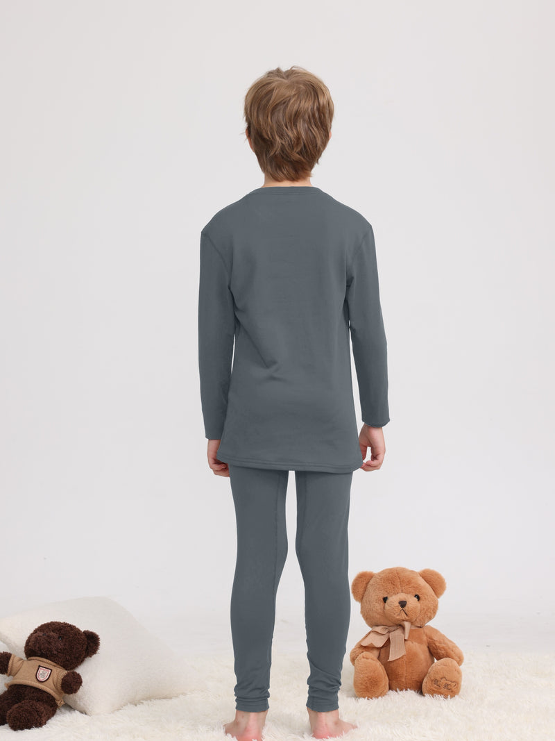 Warm Clothing Set for Boys, Featuring a Solid Color.