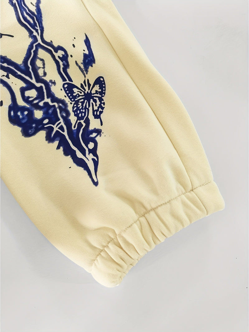 Women'S Elegant Butterfly & Lightning Print High Neck Long Sleeve.