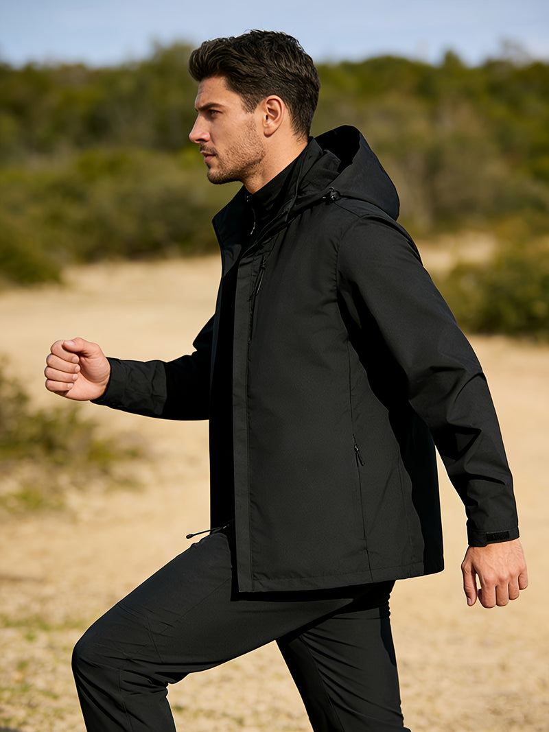 Spring Men'S Sports Jacket | Long Sleeve, Hooded, Zipper Closure.
