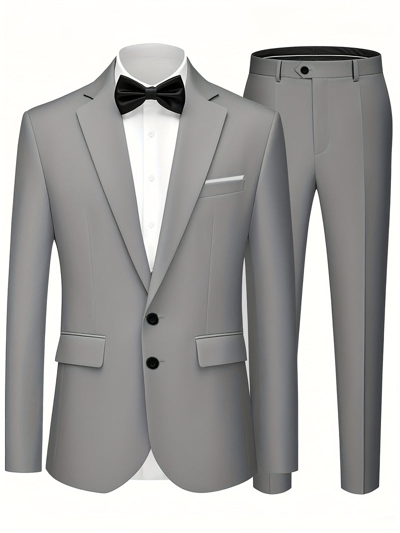 A Luxurious Classic Men's Solid Color Suit Set.