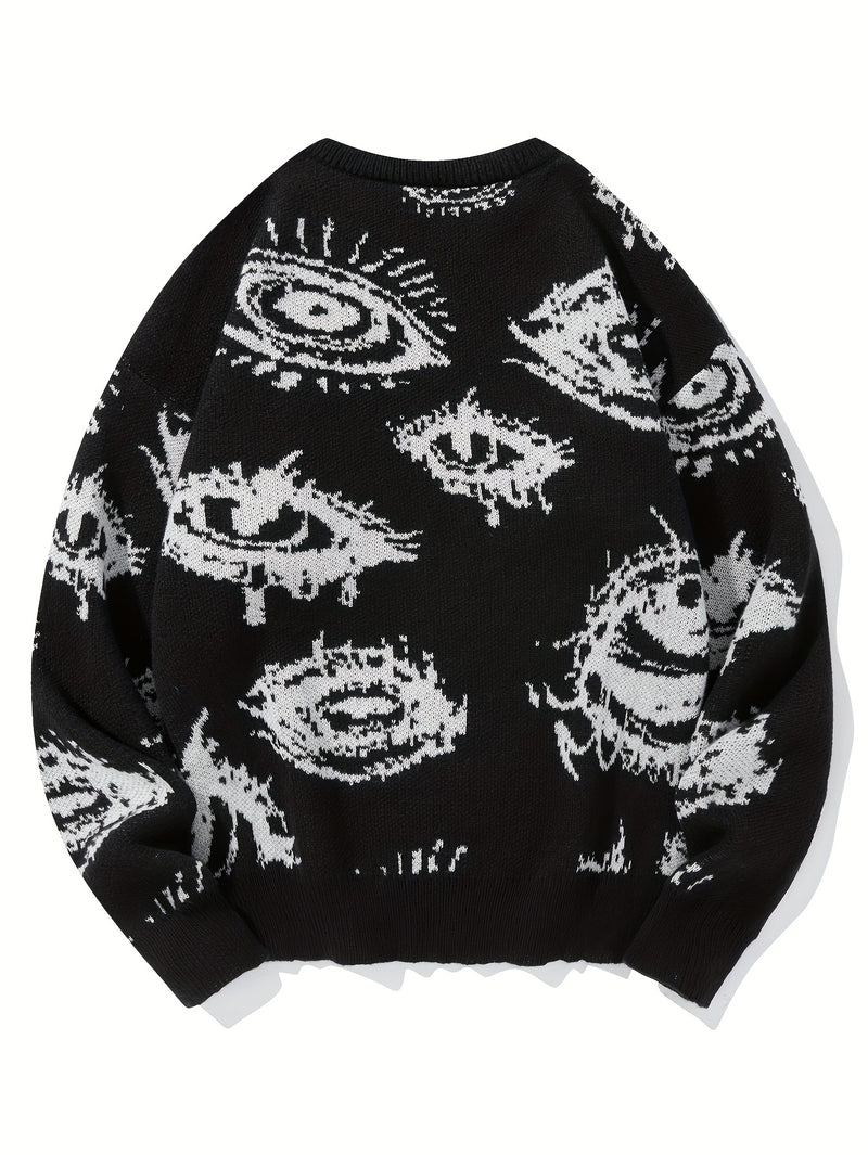 Men’s Round Neck Street Style Pullover with Contrasting Colors.