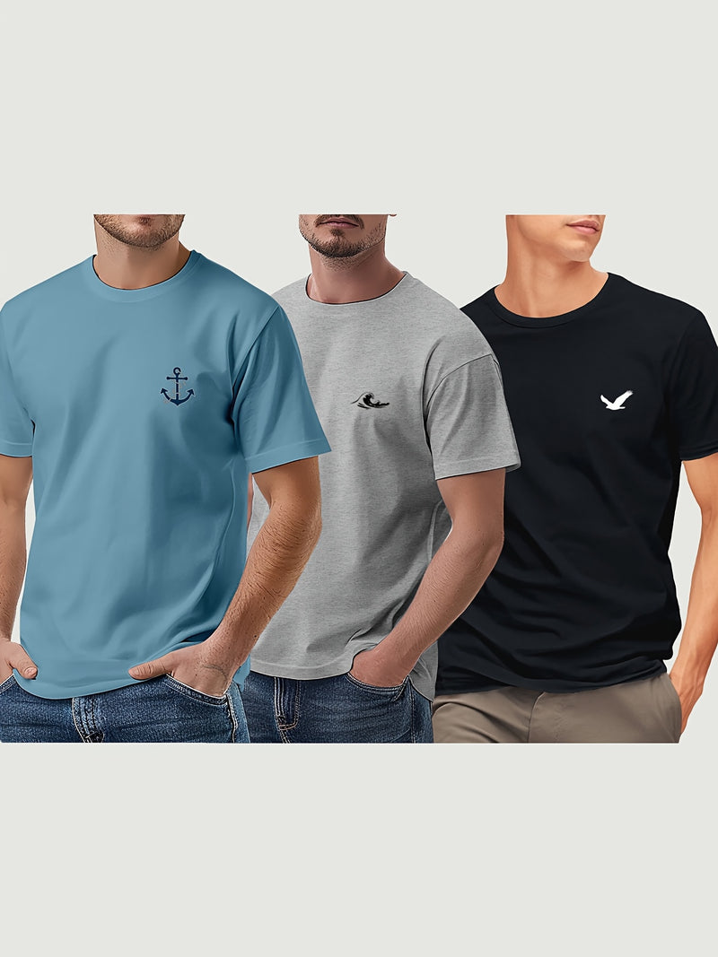 3pcs Men's Short Sleeve T-Shirts.
