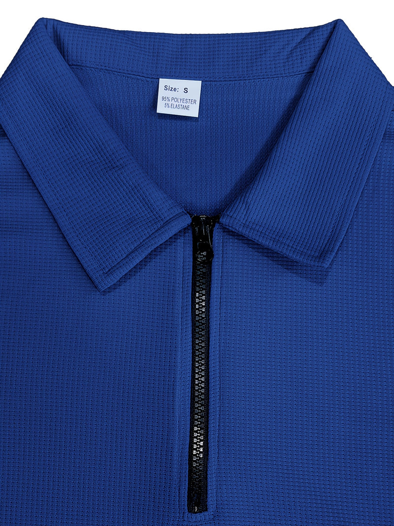 Trendy collar! Men's sports suit zipper design, preferred for daily outings.