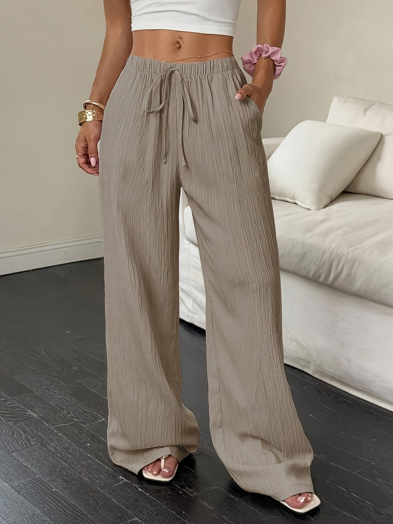 3pcs Elegant Women's Casual Versatile Solid Color Wide-Leg Pants.