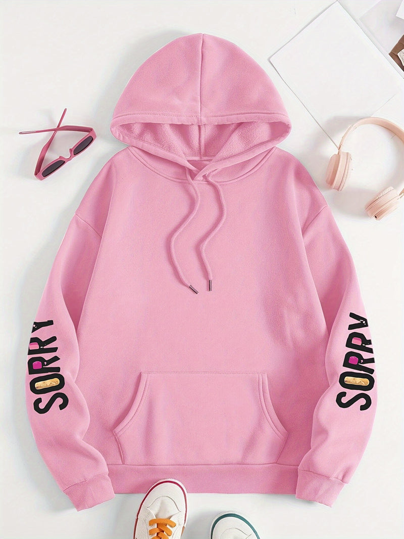 Women’s Sorry Slogan Print Hoodie.