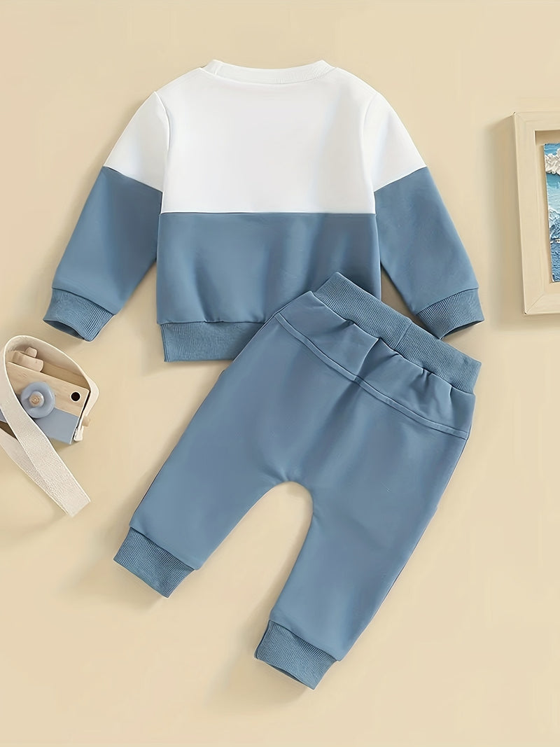 2pcs 0-2 Years Old Baby Boy Winter Clothes Contrast Color Long-Sleeved.