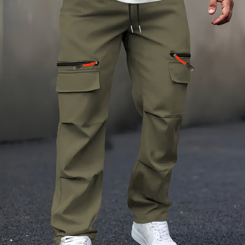 Men's Casual Cargo Pants with Multiple Pockets.