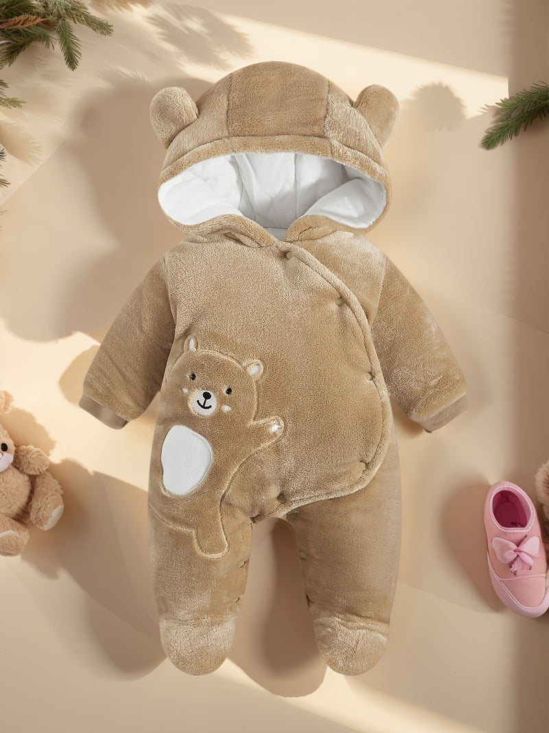 Unisex & Fleece-Lined Thermal Romper with Hooded Hood.