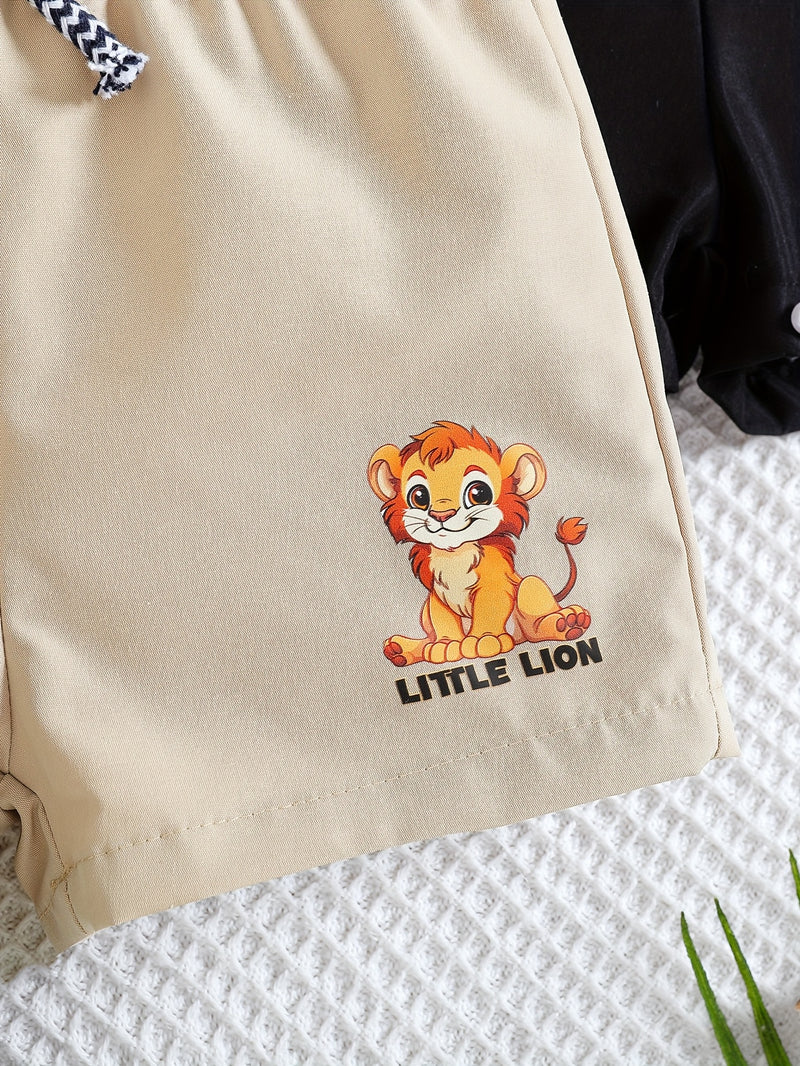 Boys Lion Print Shorts Three-Pack, Perfect for Outdoor.