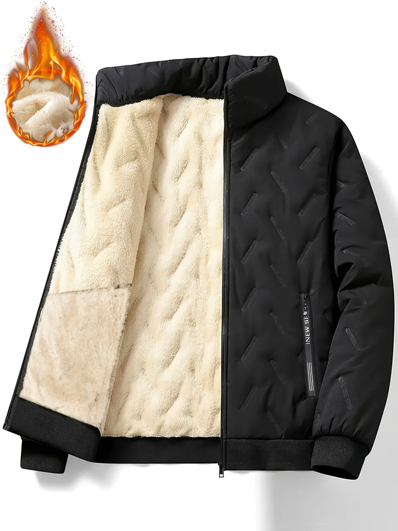 Men'S Winter Fashion Fleece Jacket with Zippered Pockets.