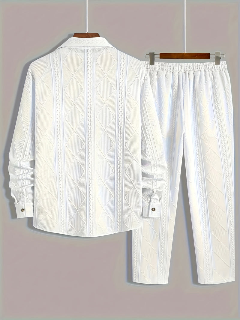 European Style Men's Casual Sport Short Sleeve Long Pants Set.