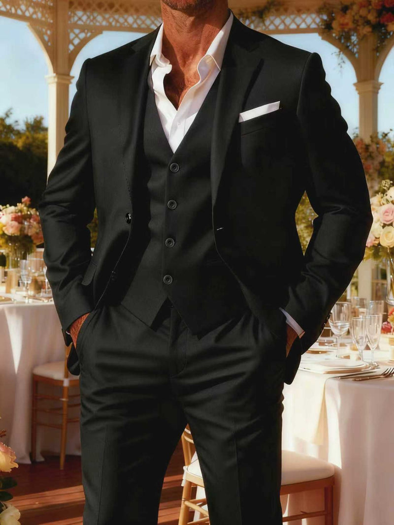 Men's Three-Piece Suit, Formal Business Attire Set, Includes Jacket.