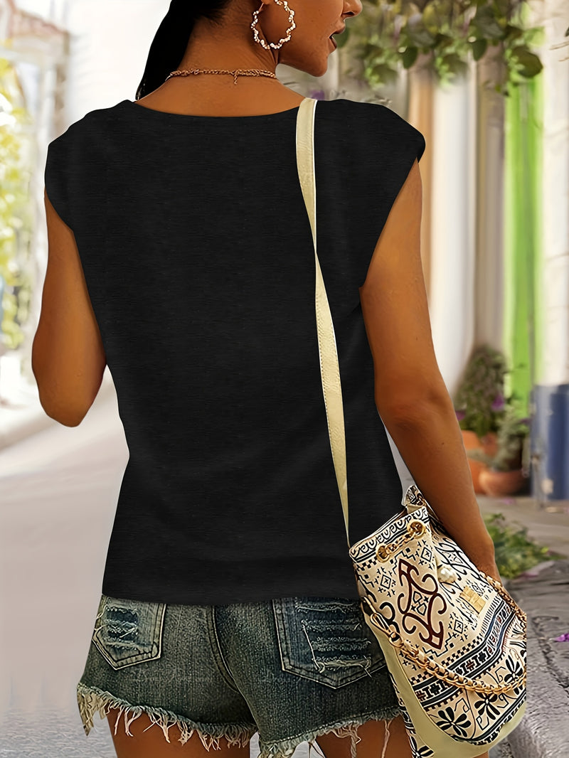 Women’s Cute Cat Print Rayon V-Neck Short Sleeve T-Shirt.