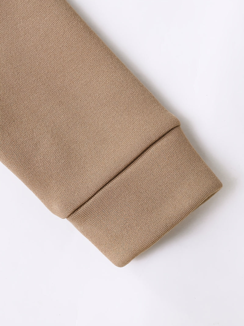 2pcs Boys Autumn/Winter Fleece-Lined Hooded Sweatshirt and Pants Set.