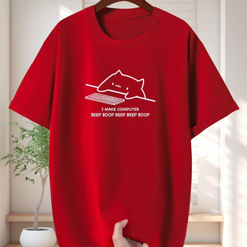 Men's Pure Cotton New Fashion Letter Design Print Casual Short Sleeve.