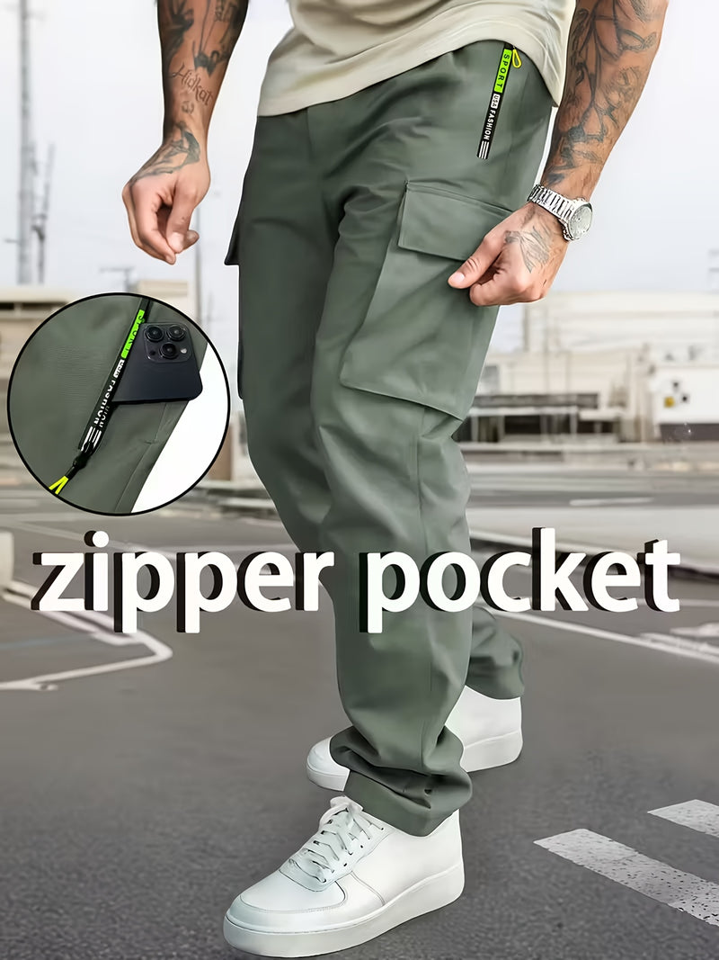 Men's Heavy-Duty Work Pants with Zipper Pockets.