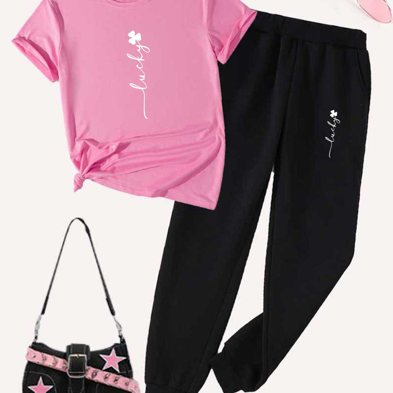 Women’s Two-Piece Set, Short-Sleeved T-Shirt Top And Casual Pants Bottom.