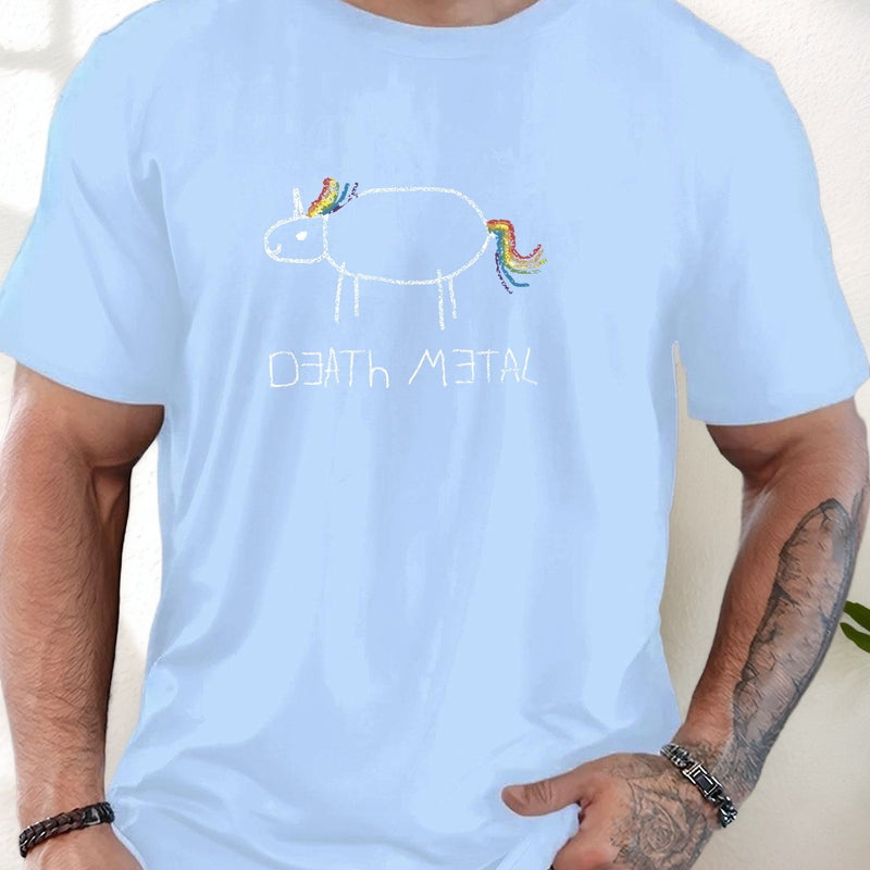 Men's Short-Sleeve T-Shirt with a Unicorn Pattern for Summer Casual Wear.