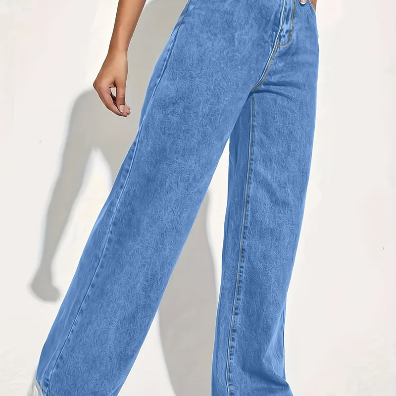 Fashionable Women's Versatile Stretchy Loose Straight-Leg Casual Jeans.