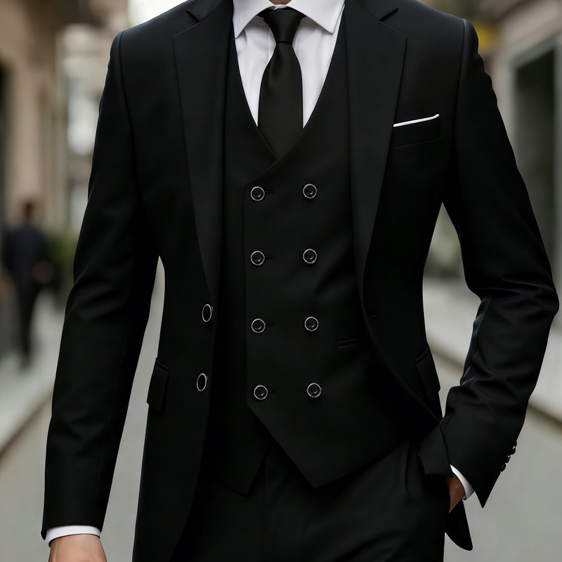 3pcs Men's Suit Set, All-Season Business Wedding Party, Suit Jacket,