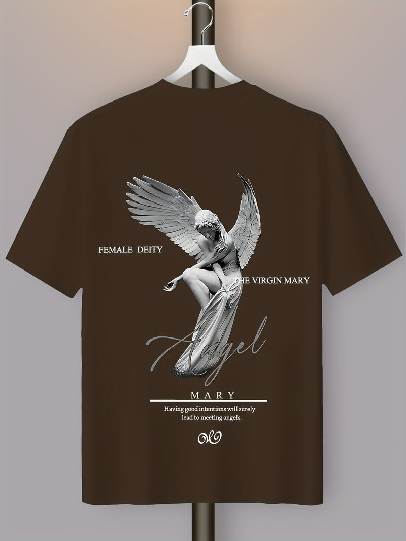 Men'S Casual Street Style Angel Graphic T-Shirt.