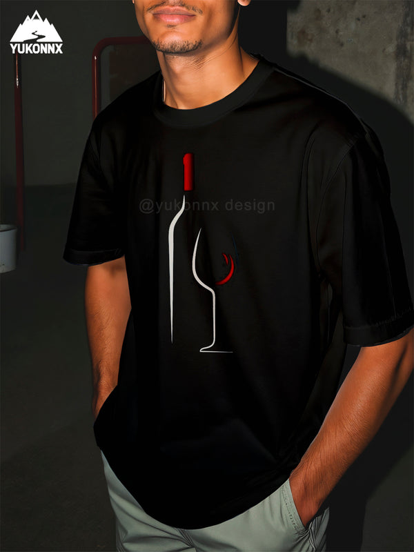 Men’s Red Wine Silhouette Vintage Nostalgic Unique Print Breathable Casual.