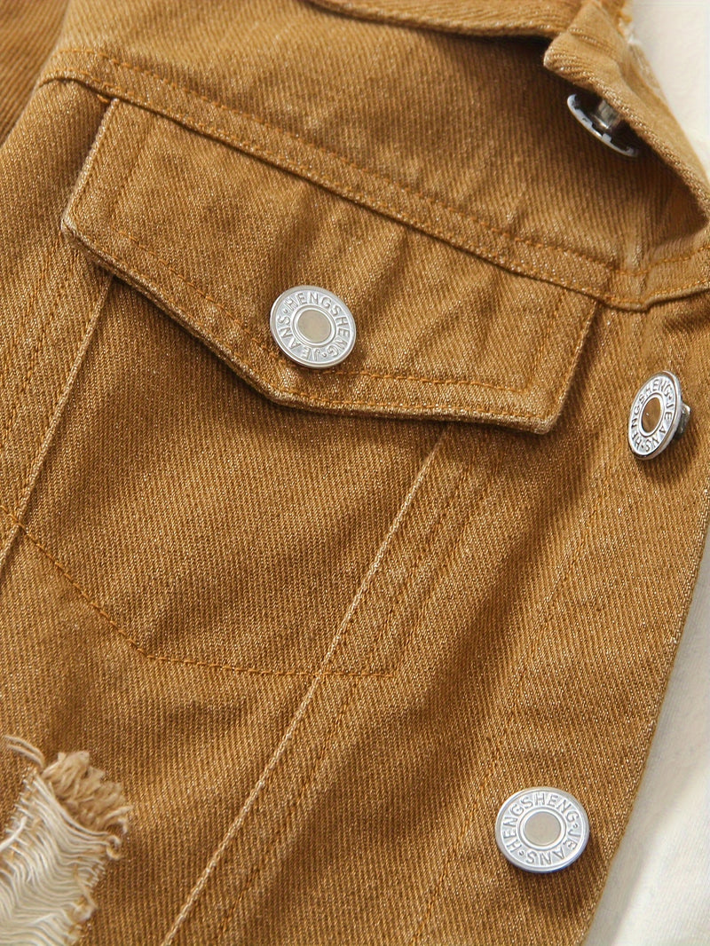 Boys Spring/Autumn Denim Long Sleeve with Elastic Waist and Ripped Jeans.