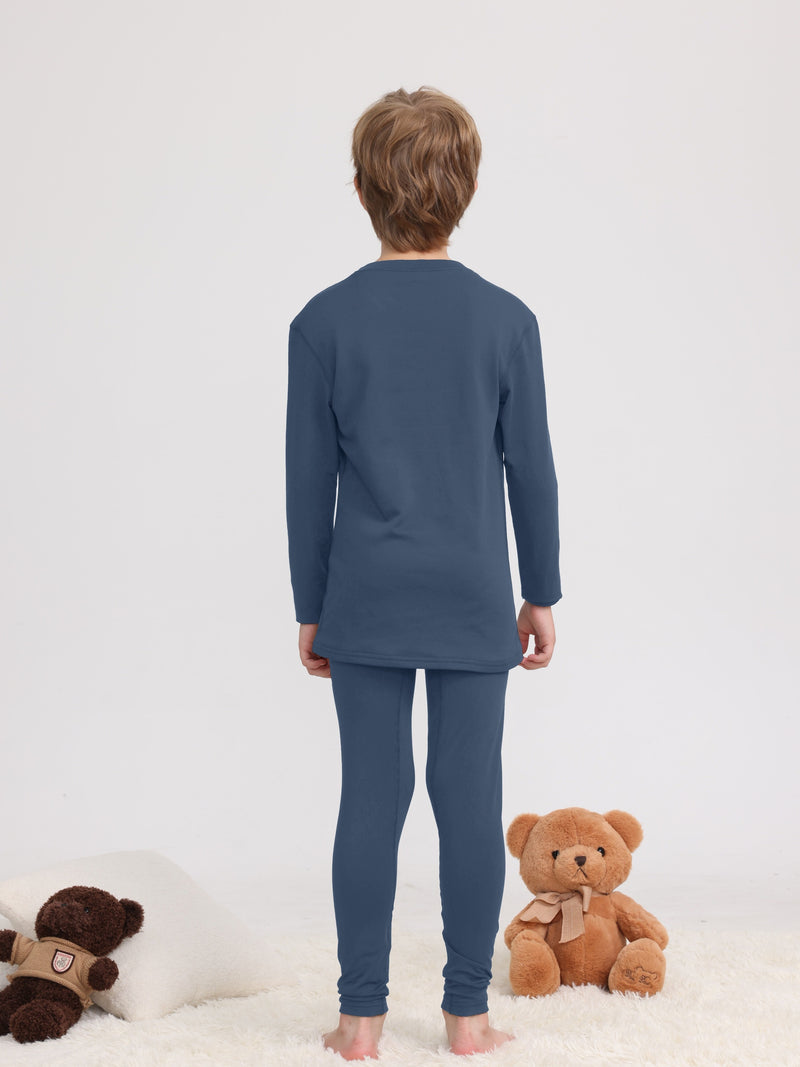 Warm Clothing Set for Boys, Featuring a Solid Color.