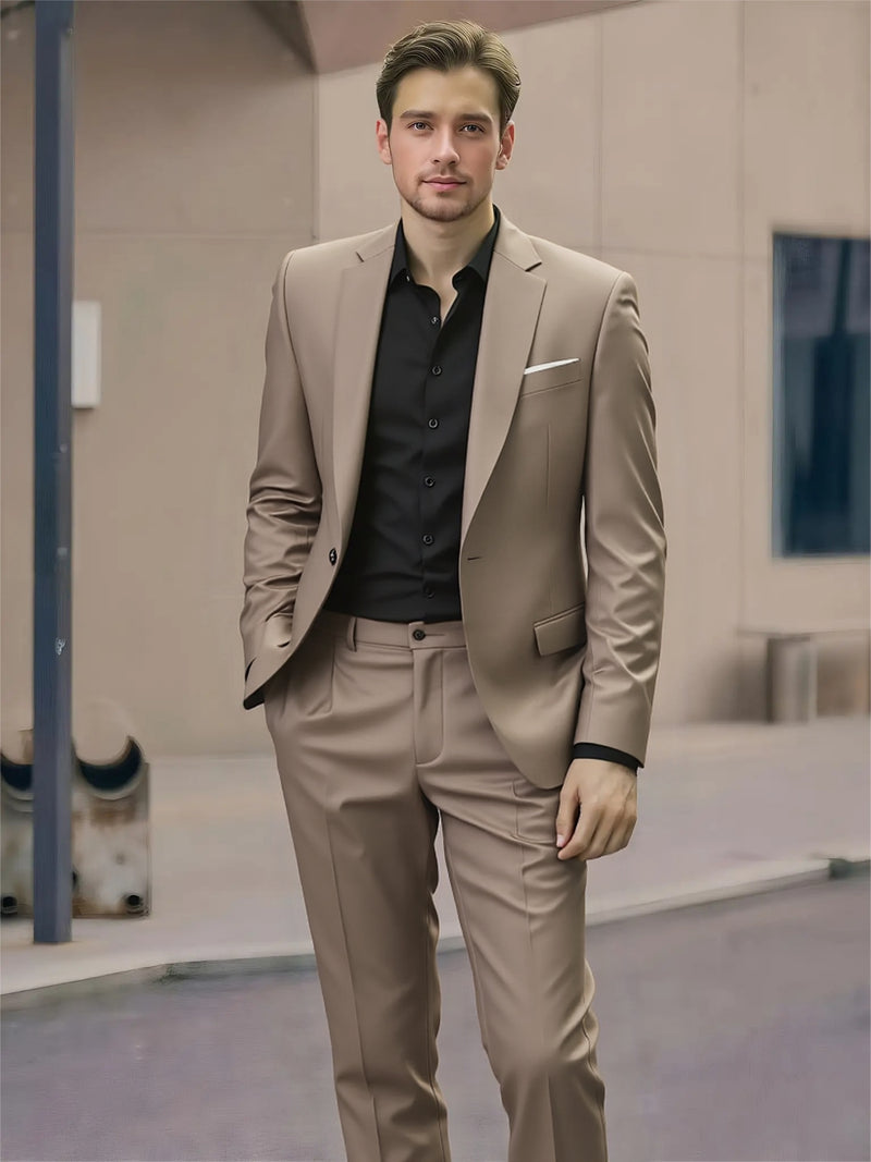 2pcs Classic Suit - Men's Dress Attire.