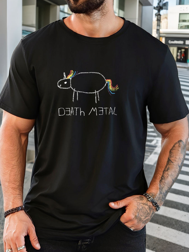 Men's Short-Sleeve T-Shirt with a Unicorn Pattern for Summer Casual Wear.