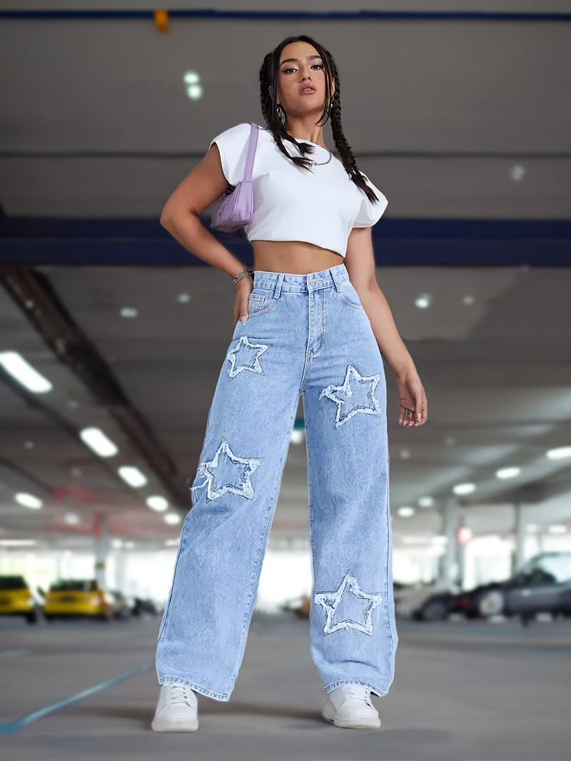 Women’s Elastic Star Straight-leg Pants.