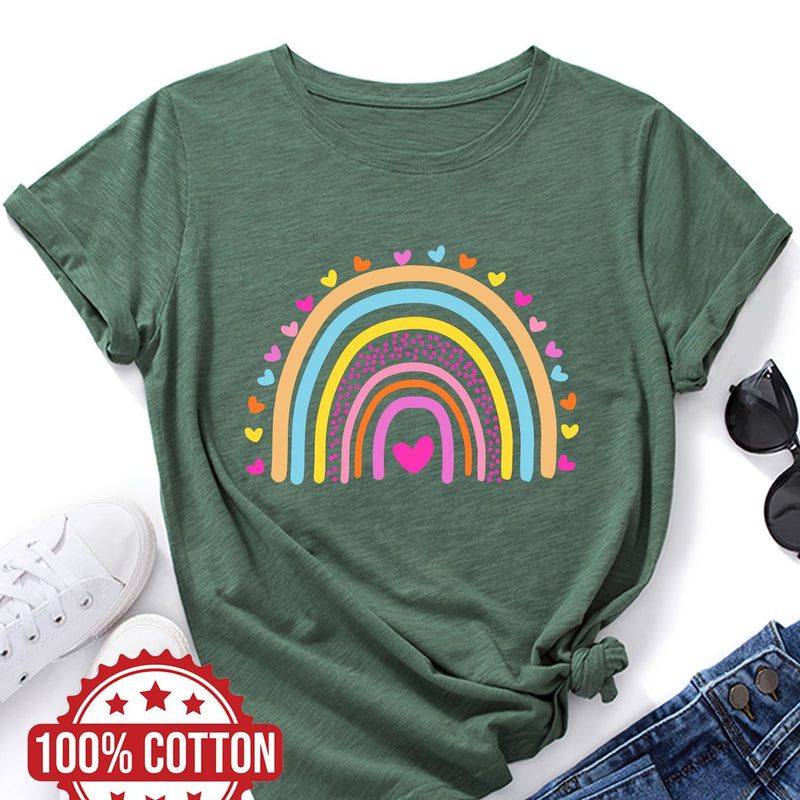 Women’s Rainbow and Love Print T-shirt.
