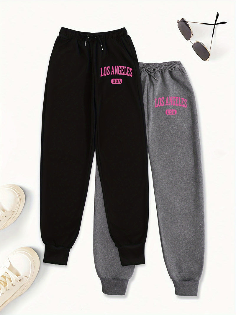 Women's Two-Piece Outfit Featuring Pants with a Letter Print.