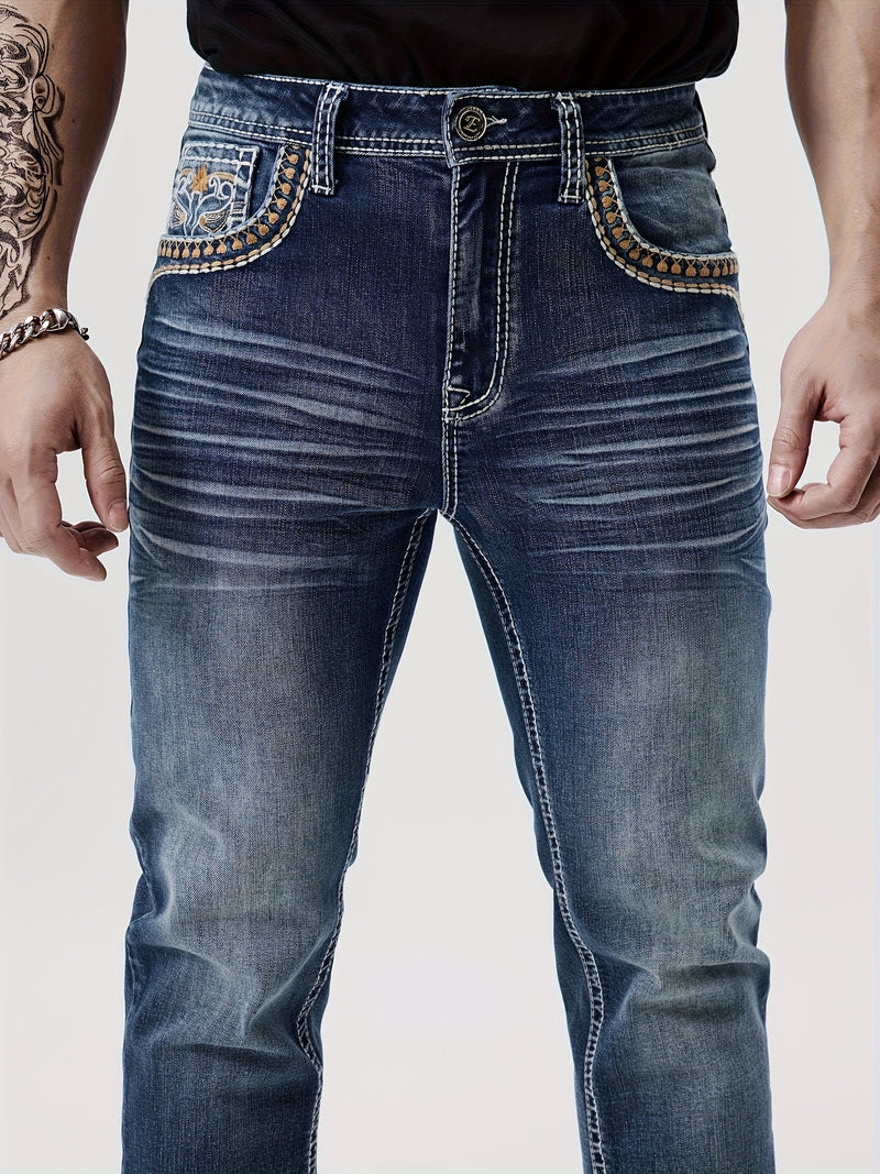 Men's Slim-Fit Straight-Leg Stretch Denim Jeans.