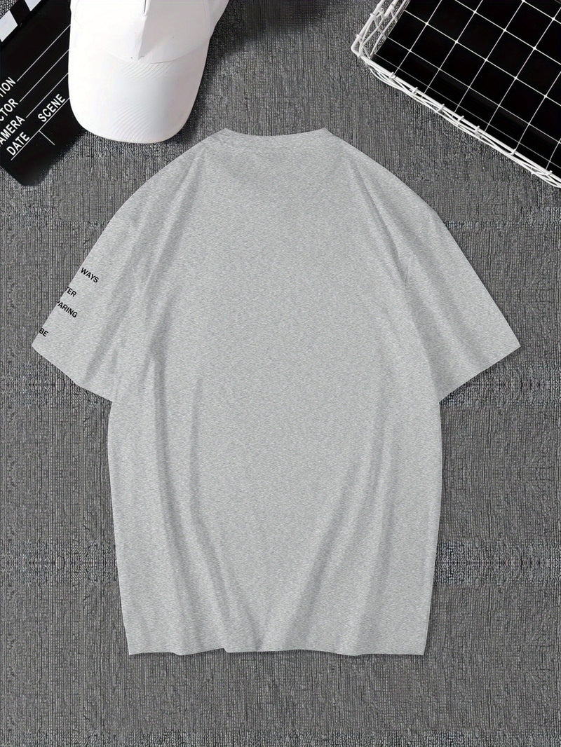 Men's Graphic Print Round Neck Short Sleeve, a Gift for Boyfriends.
