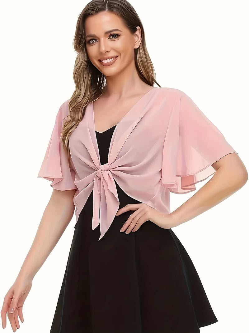 Women's Solid Color Short Sleeve Shirt Cardigan.