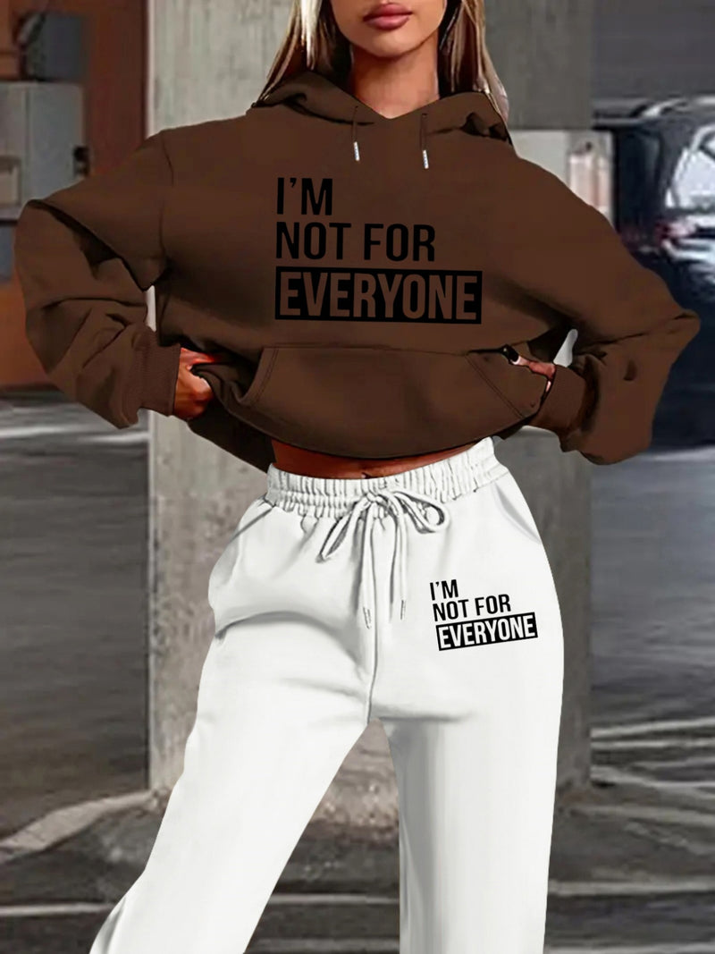 Women's European and American Fashion -Lined Hooded Sweatshirt and Pants.