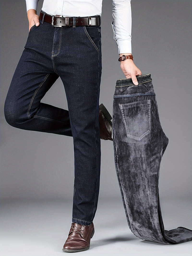 Jeans for Men's business straight stretch pants.