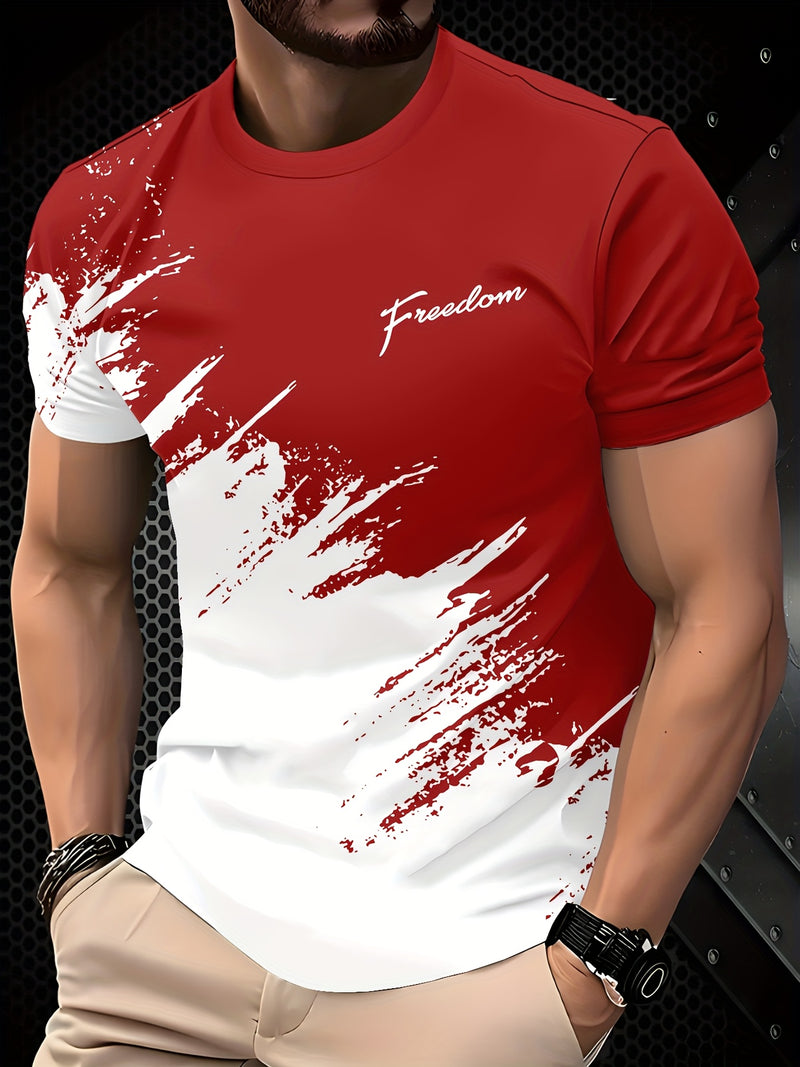 Men's 5pcs Letter Print Crew Neck Fashion Short Sleeve Sports T-Shirts.