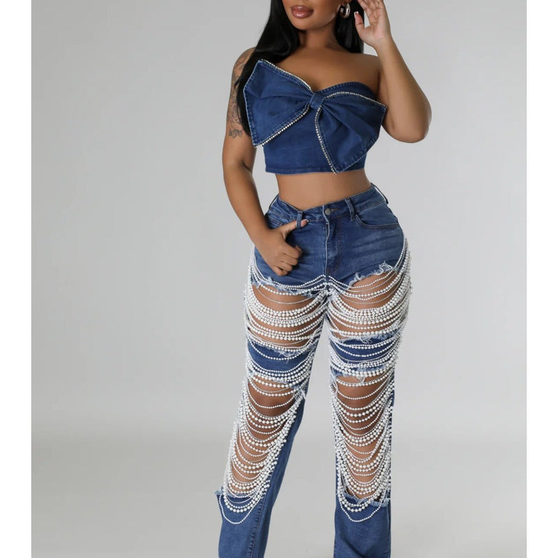Women’s Hot Y2K Hot Summer Ripped Jeans.